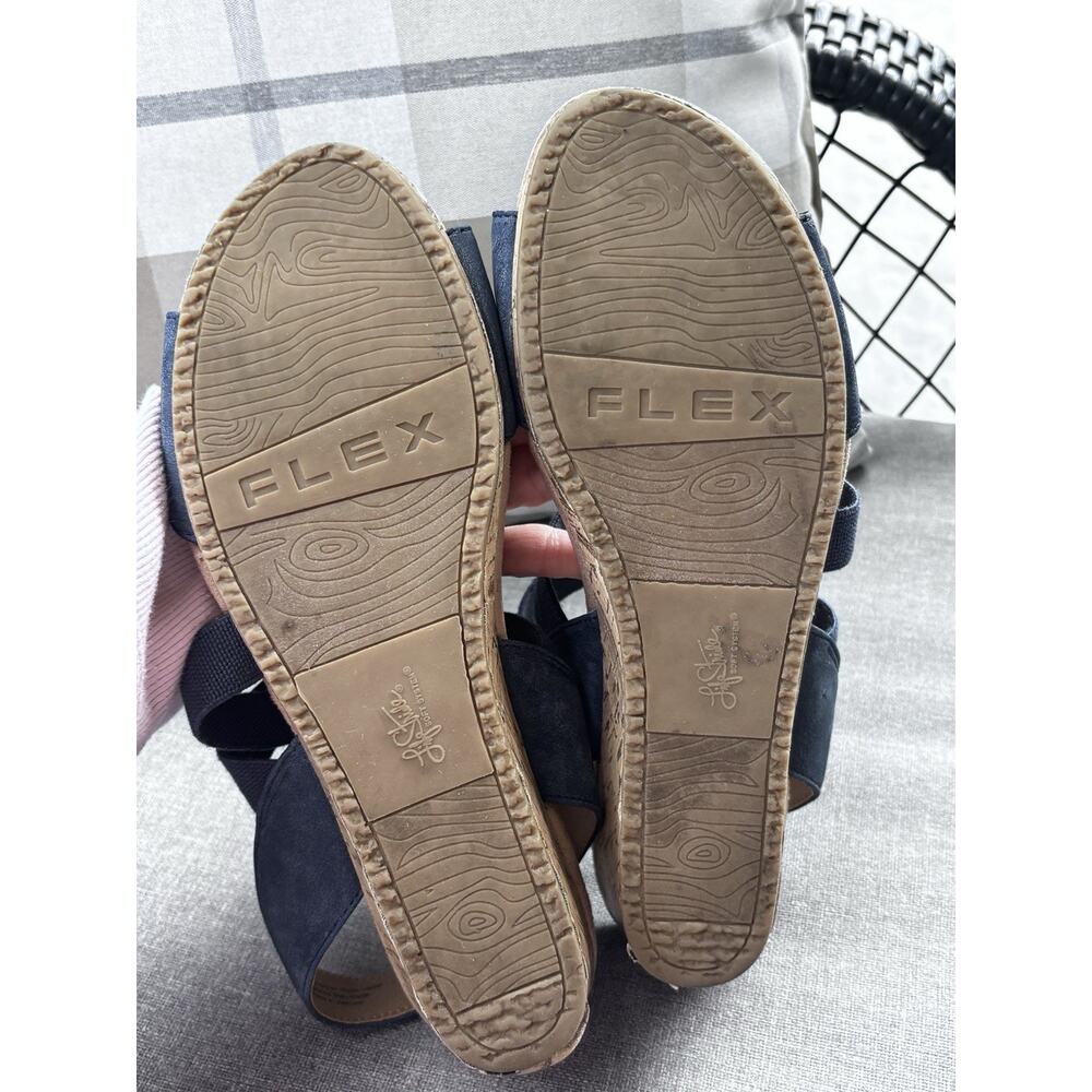 LifeStride Marina Sandals Womens Sz 9.5 Navy Blue Strappy Slingback Cork Wedge - Picture 3 of 5